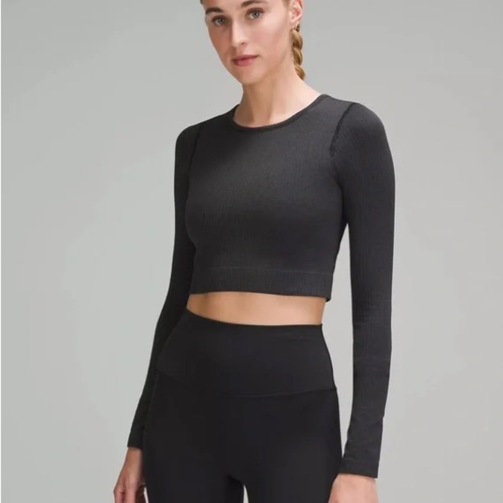 Lululemon Ebb to Street Cropped Compression Sports Bra Long Sleeve Crop Top Lulu